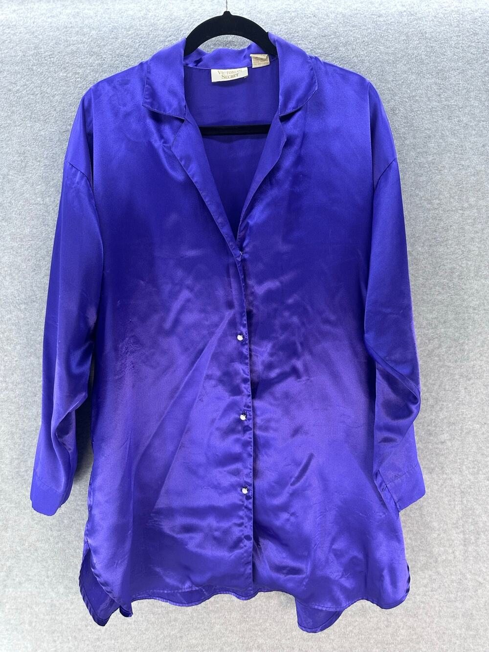 VTG Victoria's Secret Women's M/L Gold Label Purple Button Oversized Nigth Shirt